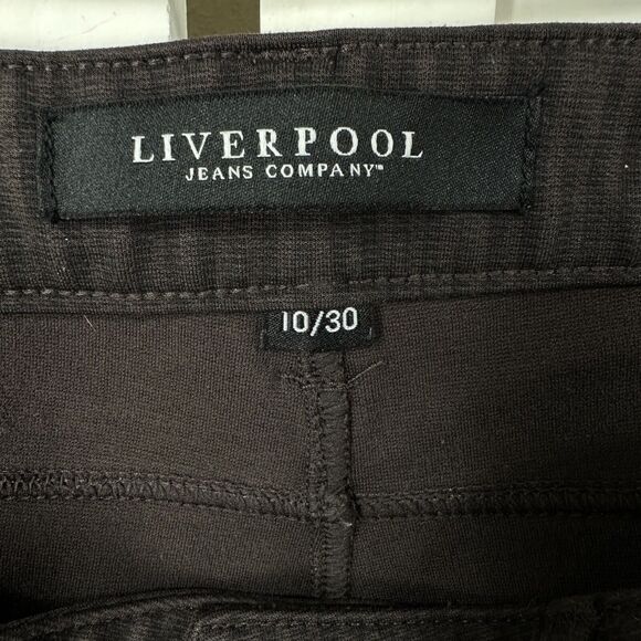 Liverpool Madonna Legging Dark Chocolate Brown Mini Stripe Pull On Pant Size‎ 10 - Picture 9 of 11